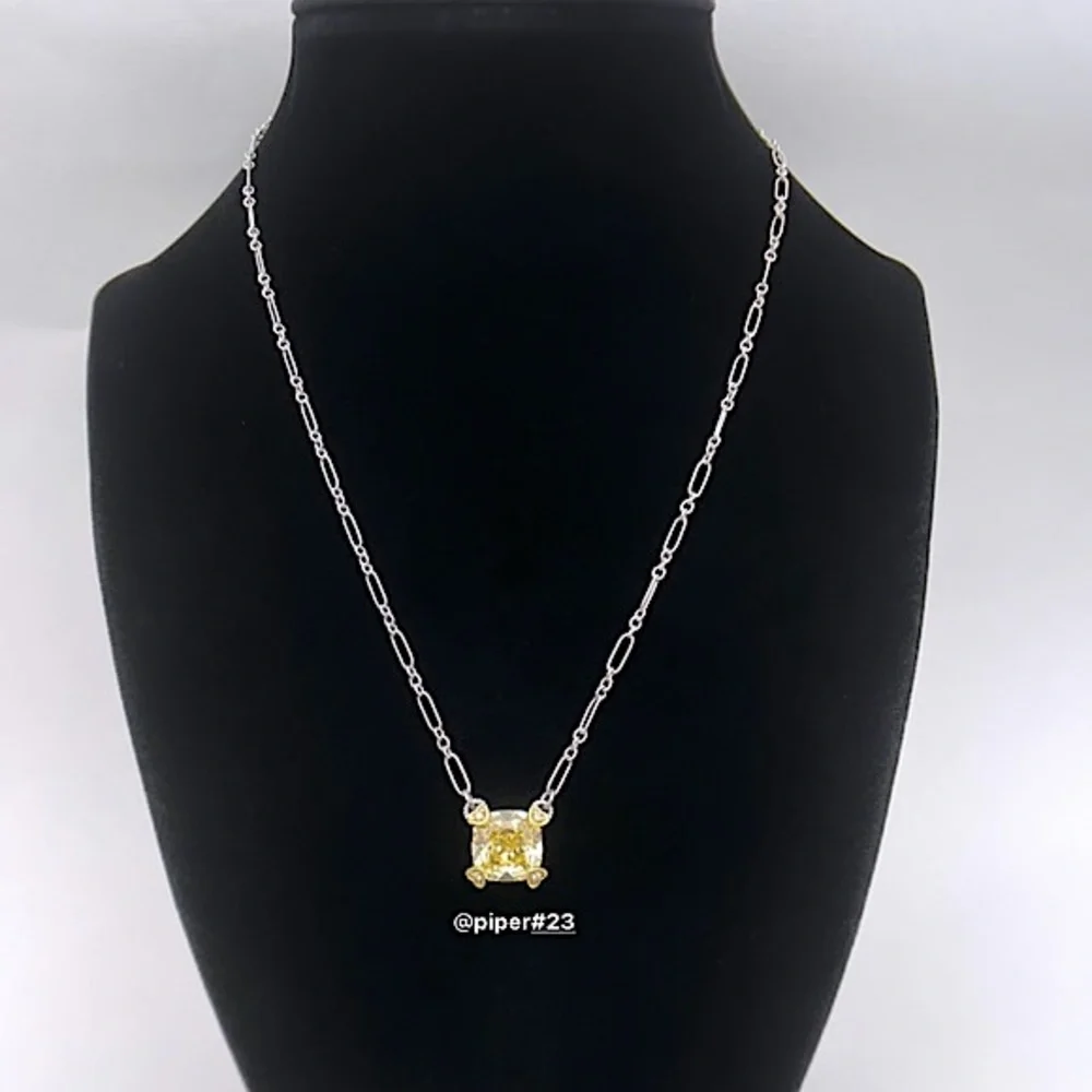 Judith Ripka Canary Crystal & Diamond JR TWO Linen Pendant Fancy-link Necklace - Picture 6 of 12
